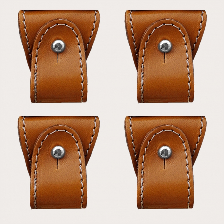 Jeu d'embouts de rechange en cuir pour bretelles à double usage, 4 pièces, cognac