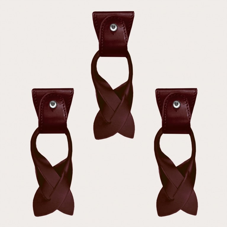 Set ricambio per bretelle terminali+ agganci/baffi in pelle, 3 pz. colore bordeaux