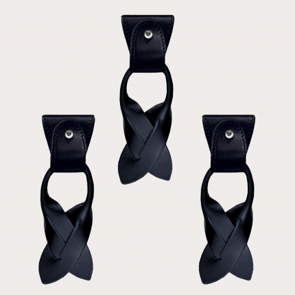 Replacement for Y-shape suspenders- convertible ends + ears strips for button end, blue navy
