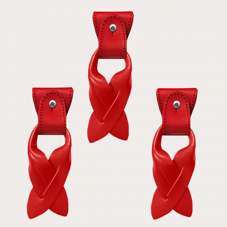 Set ricambio per bretelle terminali+ agganci/baffi in pelle, 3 pz. colore rosso