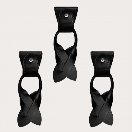 Remplacement pour bretelles en forme de Y- Extrémités convertibles + pattes pour boutons, noire