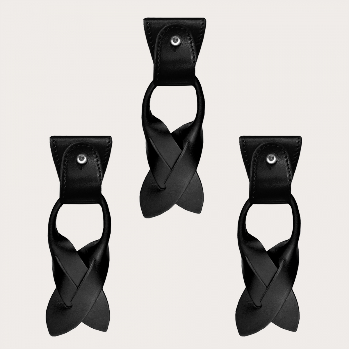thumbnail interactive-video image 1 of COOOL Unisex Clip-On Leather Suspenders + Black Bow Tie Combo – One Size, Adjustable 1 of 3