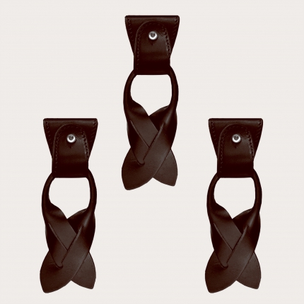 Remplacement pour bretelles en forme de Y- Extrémités convertibles + pattes pour boutons, brun foncé