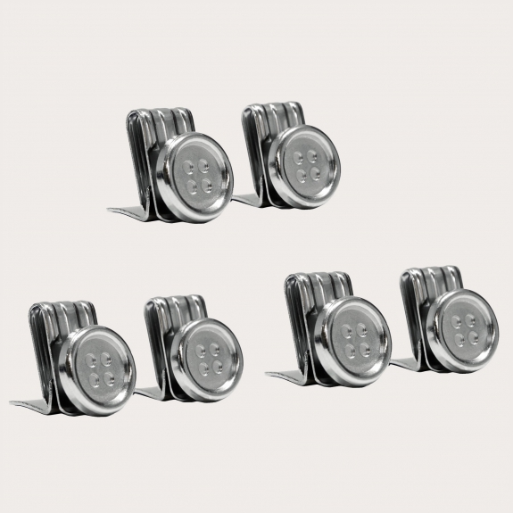 Bottoni argento con clip per bretelle