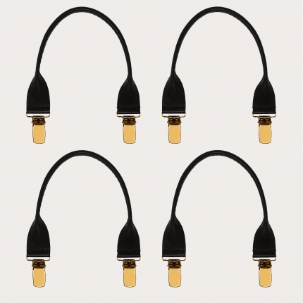 Conectores de cuero con clips dorados, 4 uds., negro