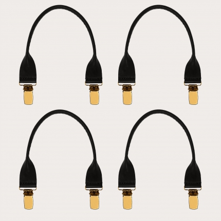 Connecteurs en cuir avec clips dorés, 4 pcs., noir