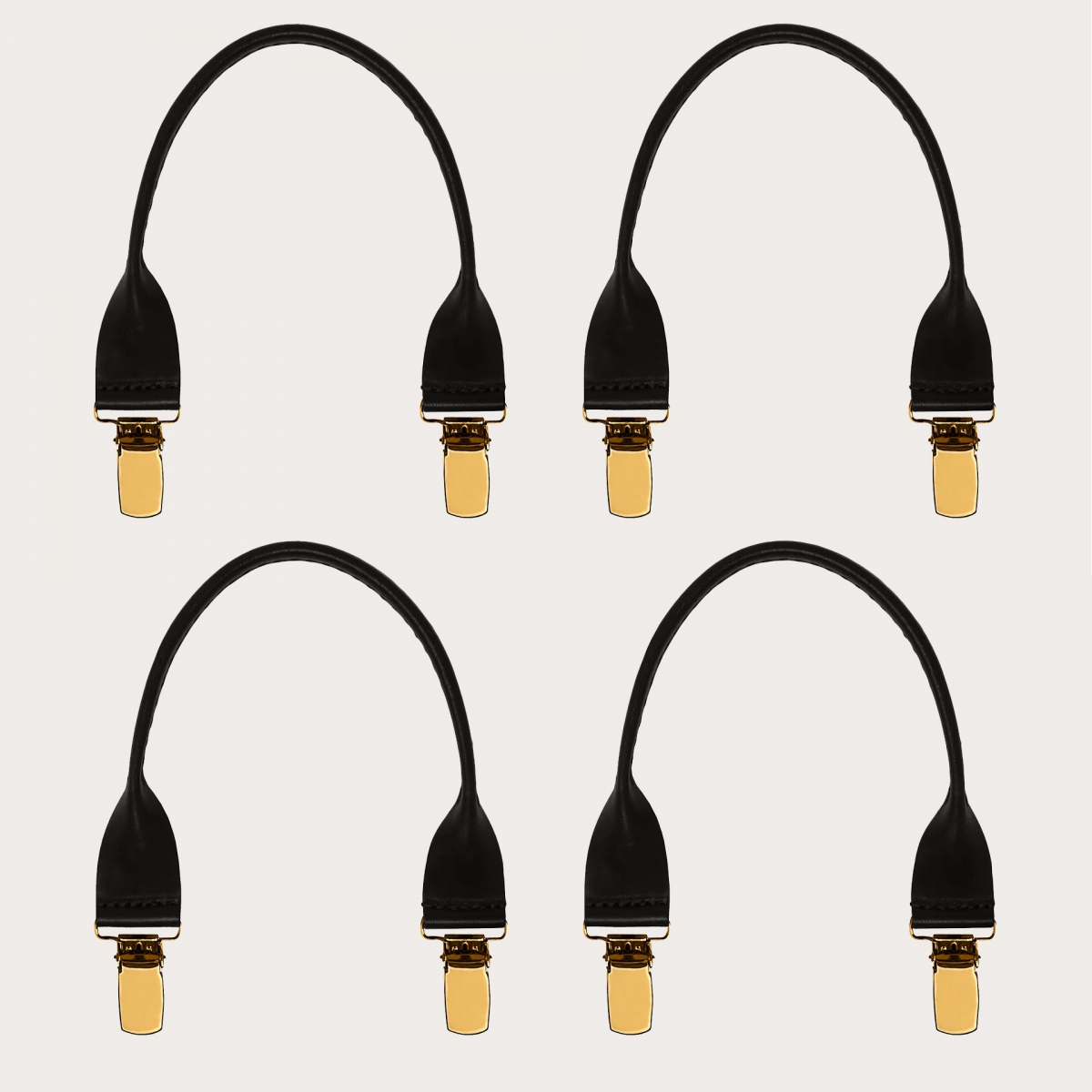 Conectores de cuero con clips dorados, 4 uds., marrón oscuro