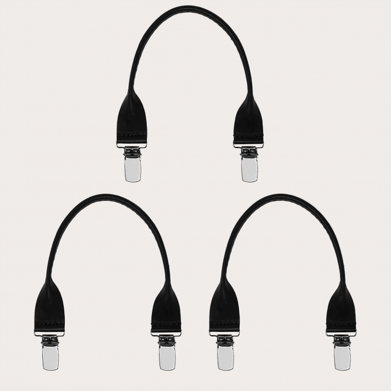 Juego de conectores de cuero negro con clip 3 uds.