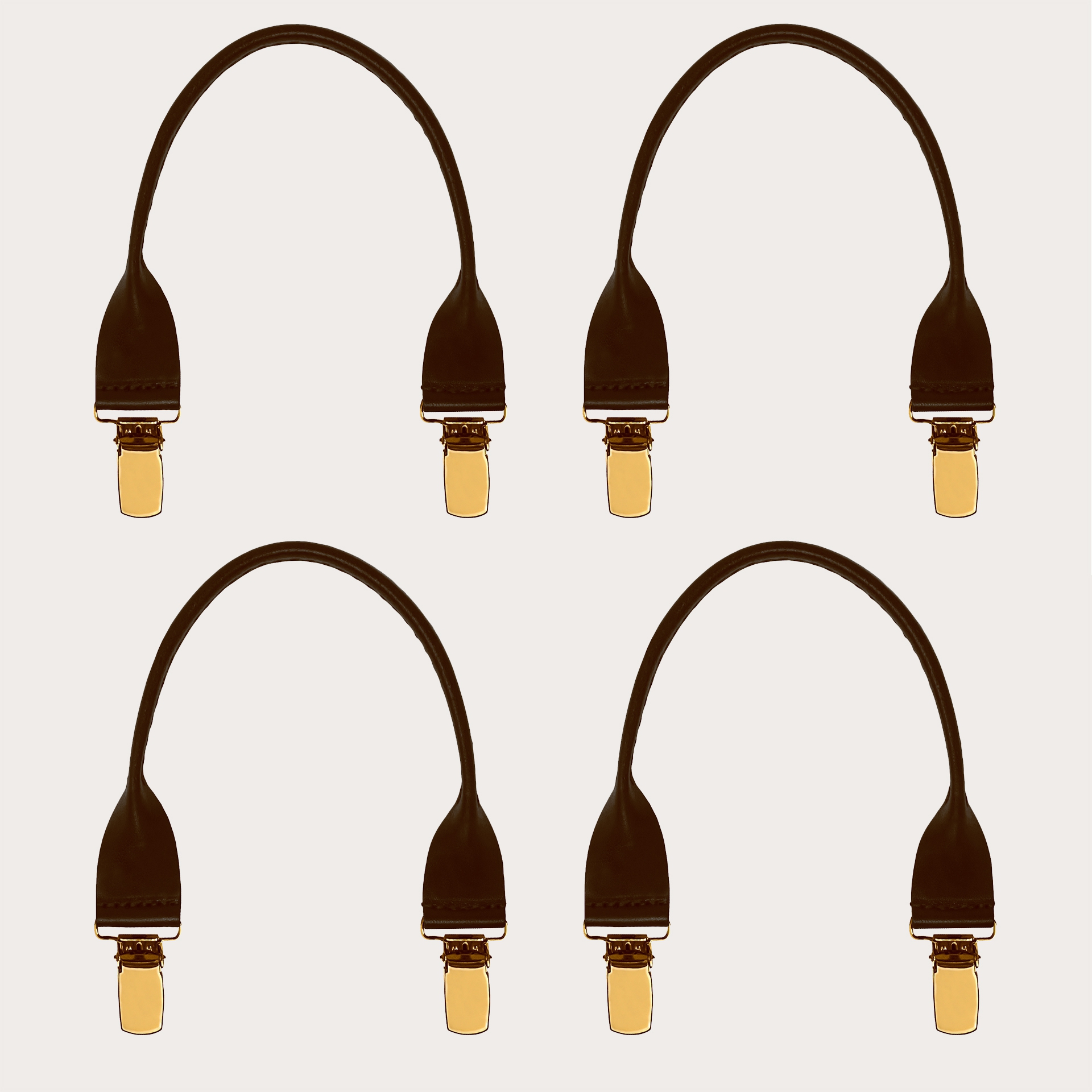 Conectores de cuero con clips dorados, 4 uds., marrón oscuro