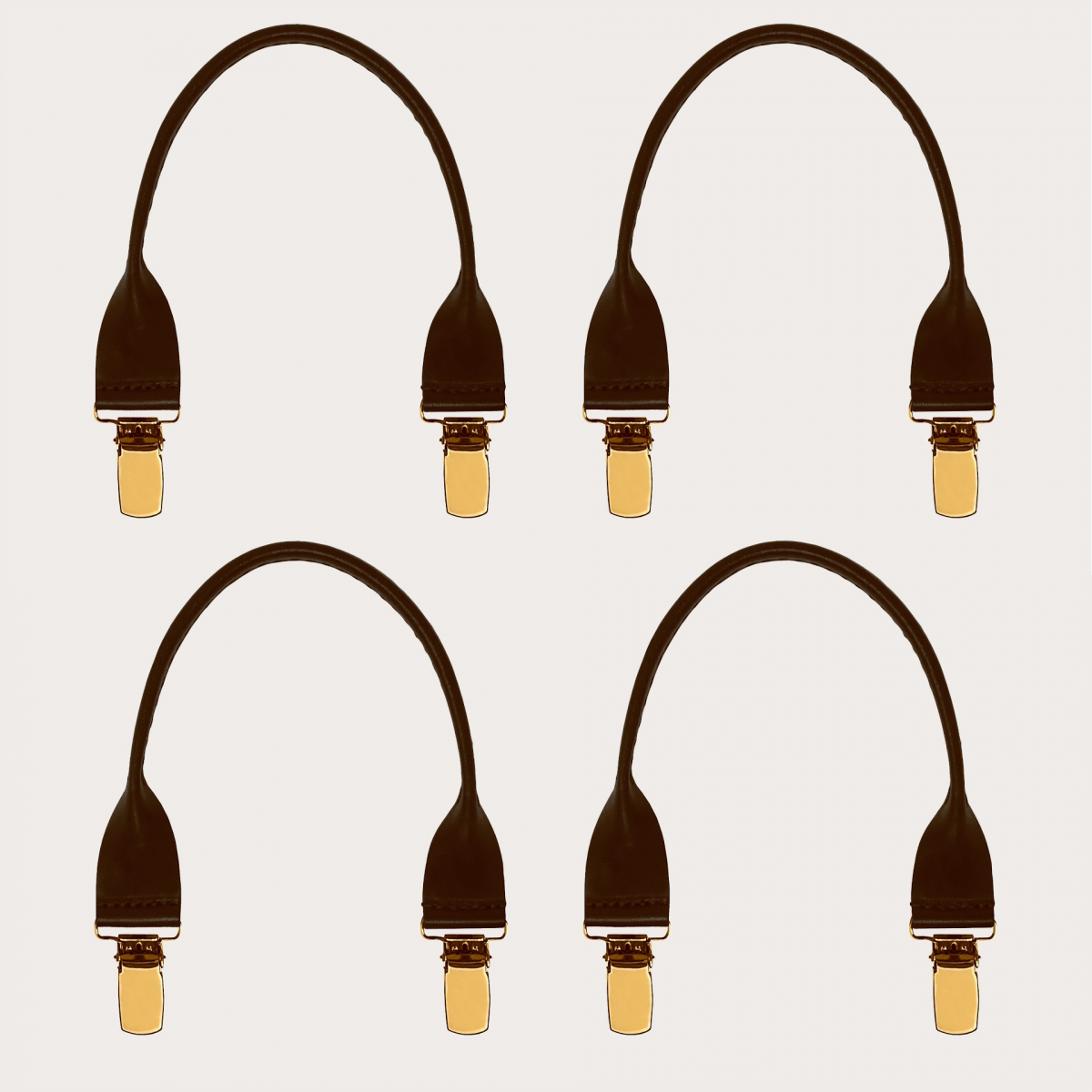 Connecteurs en cuir avec clips dorés, 4 pcs., marron foncé