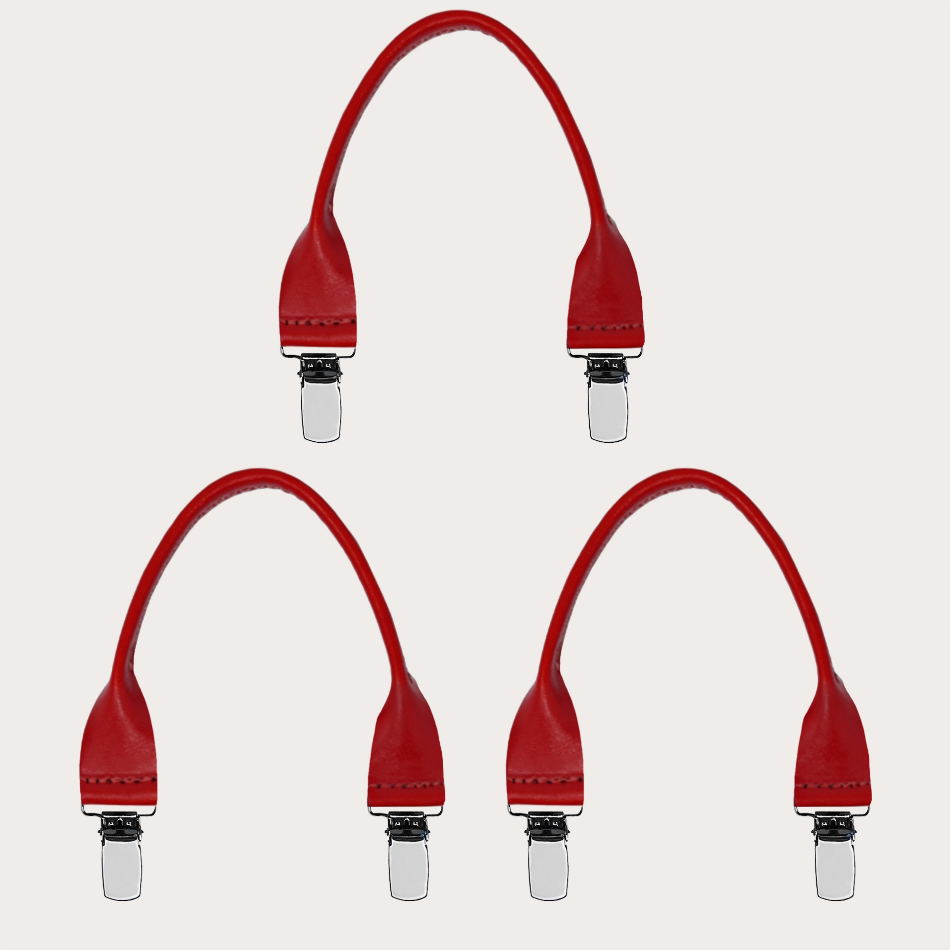 Set baffi in cuoio con clip 3 pz. colore rosso