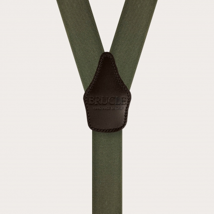 Y-shaped elastic olive green suspenders