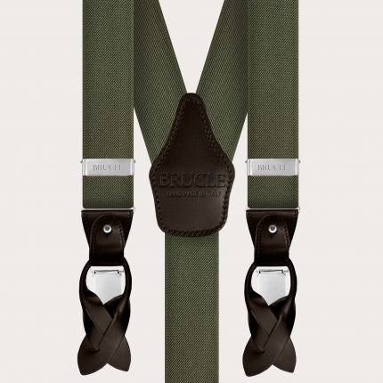Y-shape elastic suspenders, olive green