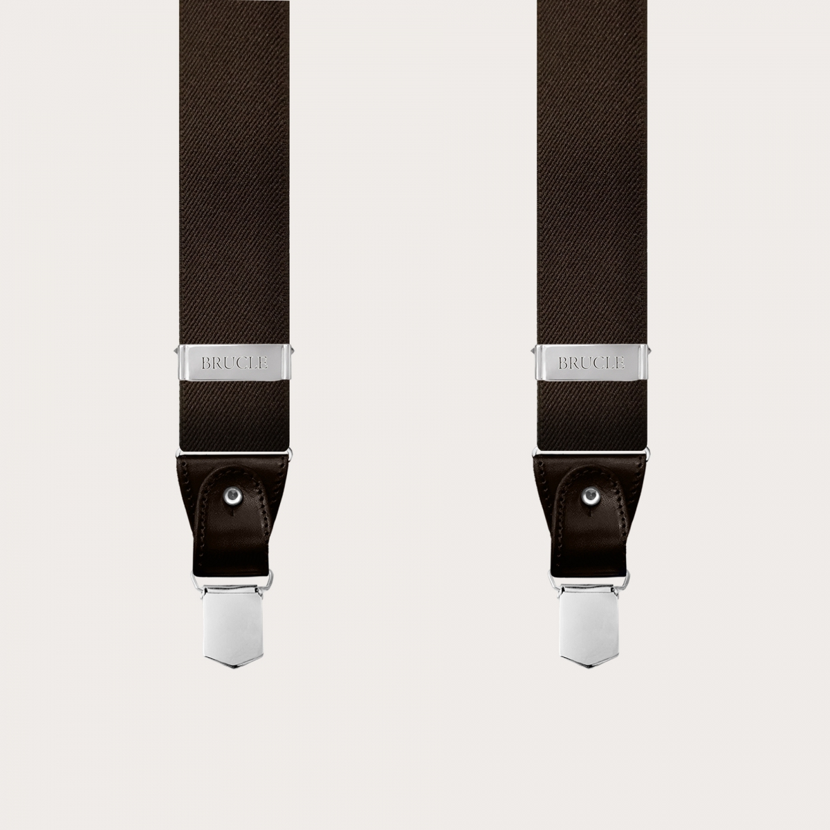 BRUCLE Refined nickel free double use suspenders, dark brown
