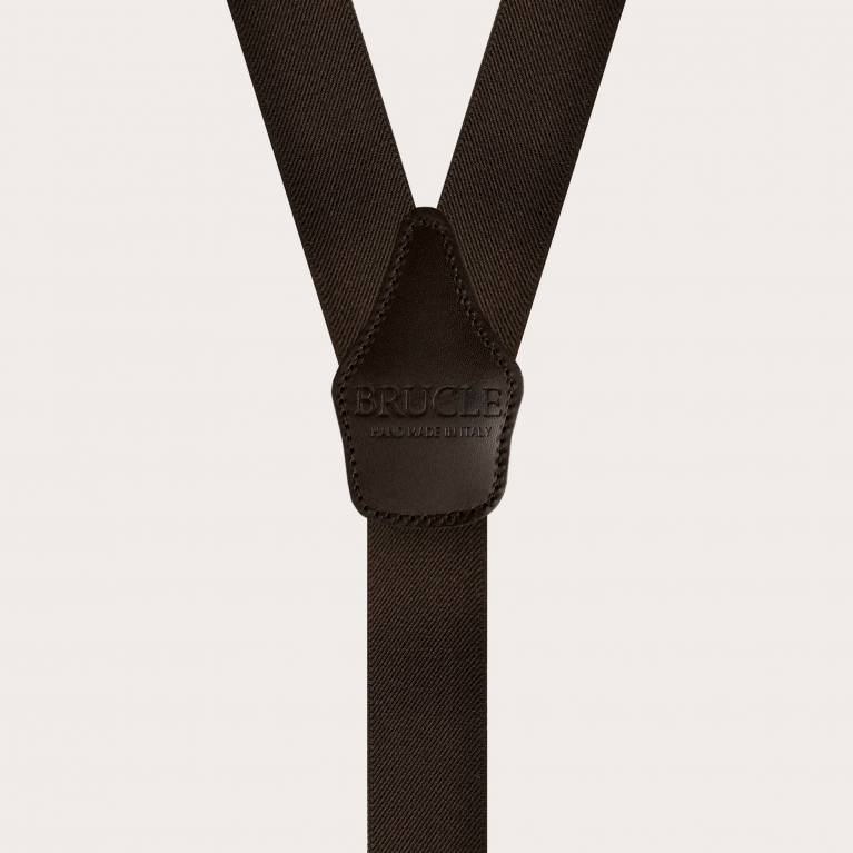 Refined nickel free double use suspenders, dark brown