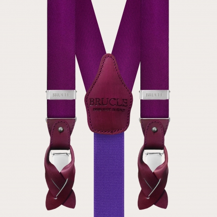 Formal Y-shape suspenders in tubular silk, purple