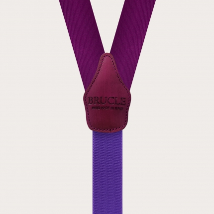 Formal Y-shape suspenders in tubular silk, purple