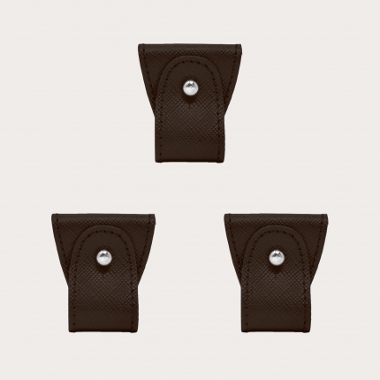 Ersatz-Set Lederenden für Dual-Use-Hosenträger, 3-tlg., Saffiano braun