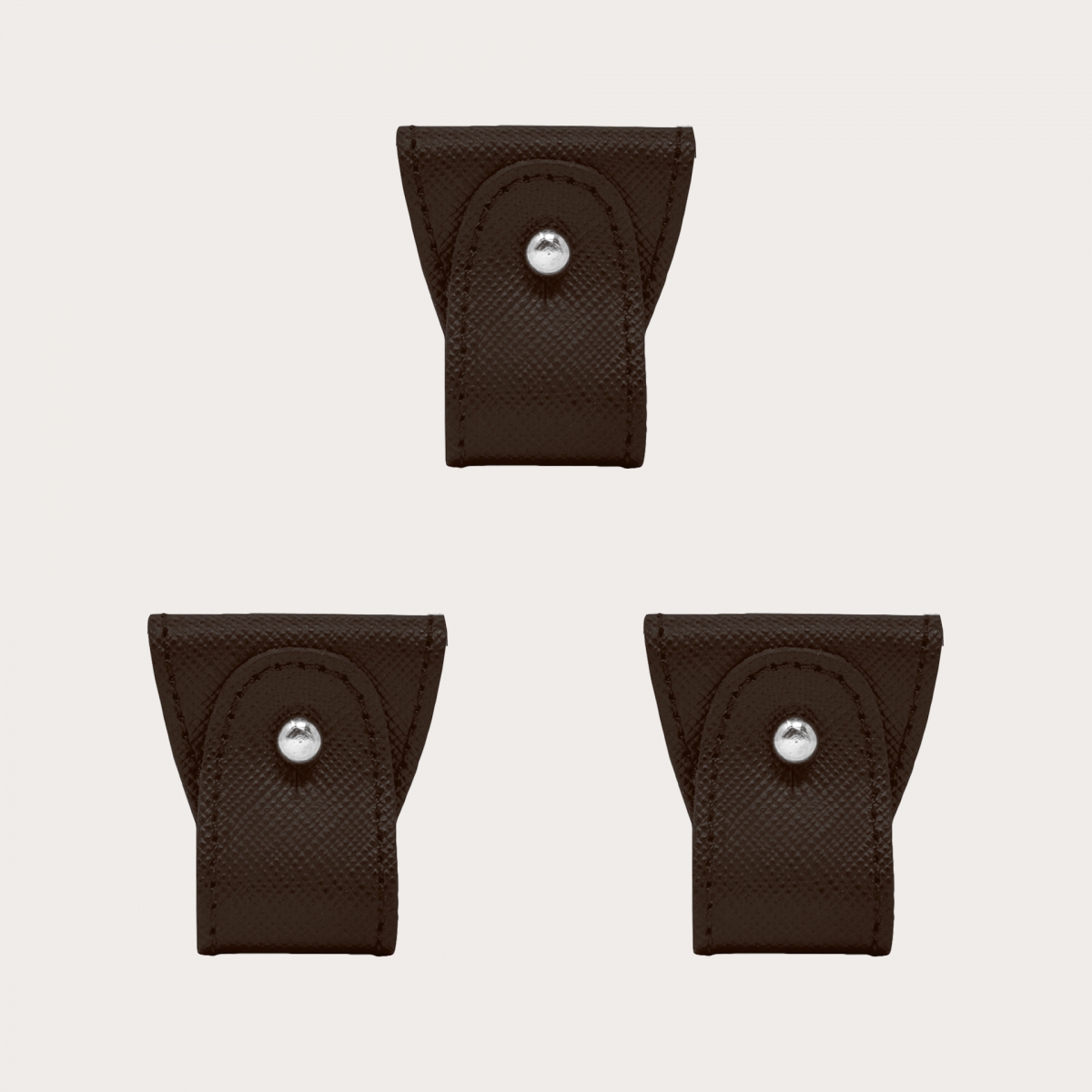 Ersatz-Set Lederenden für Dual-Use-Hosenträger, 3-tlg., Saffiano braun