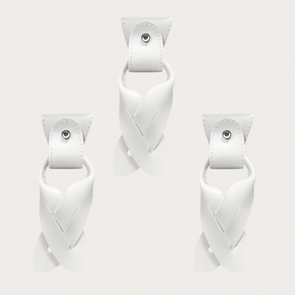 Konvertierbare Enden + terminals für Knöpfe weiß aus Leder für Hosenträger Y-Form Hosenträger mit Clips oder zum Knöpfen