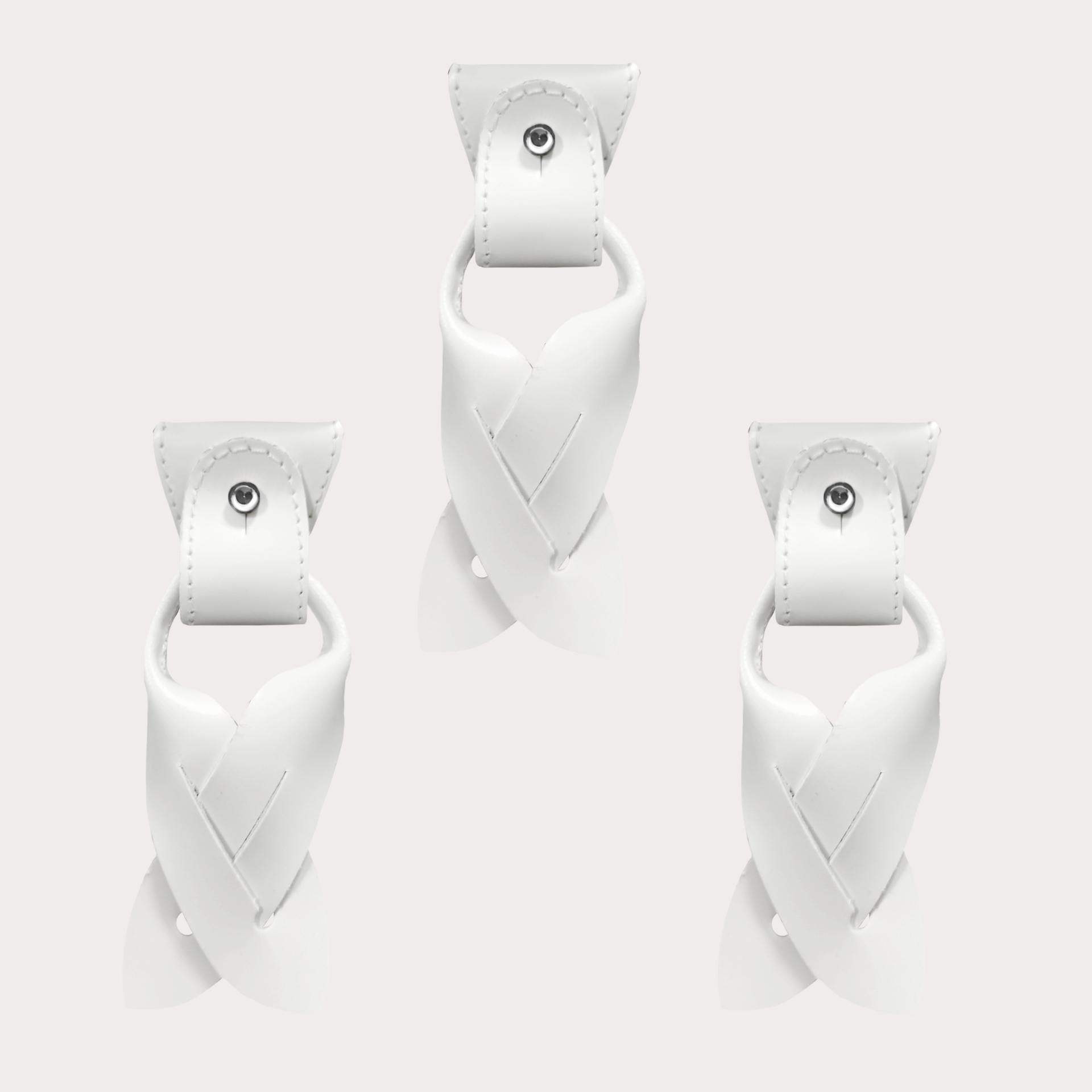 Replacement for Y-shape suspenders- convertible ends + ears strips for button end, white