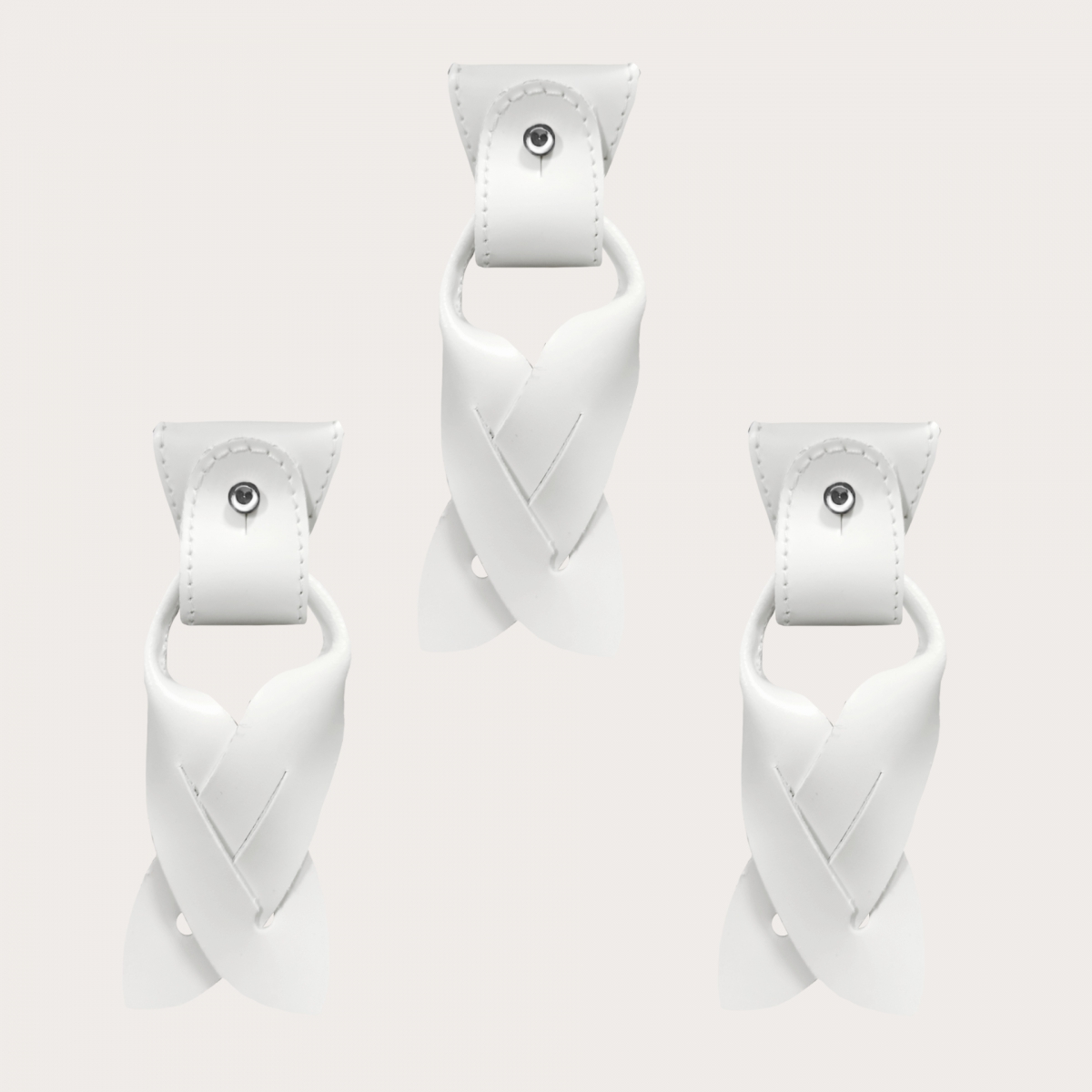 Konvertierbare Enden + terminals für Knöpfe weiß aus Leder für Hosenträger Y-Form Hosenträger mit Clips oder zum Knöpfen