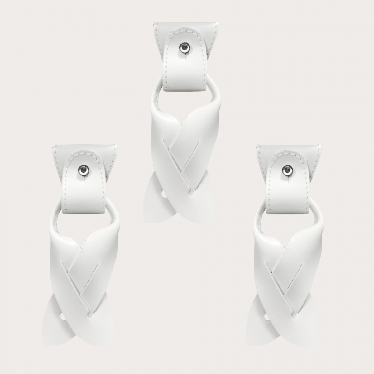 Replacement for Y-shape suspenders- convertible ends + ears strips for button end, white
