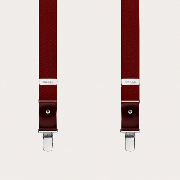 Narrow dual-use suspenders, burgundy