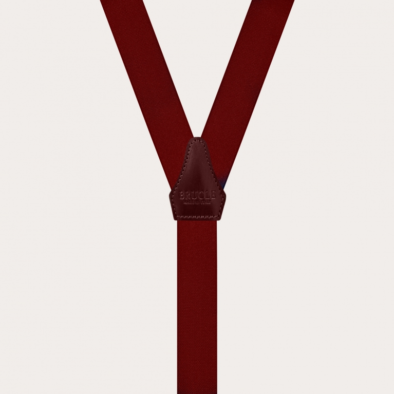 Narrow dual-use suspenders, burgundy