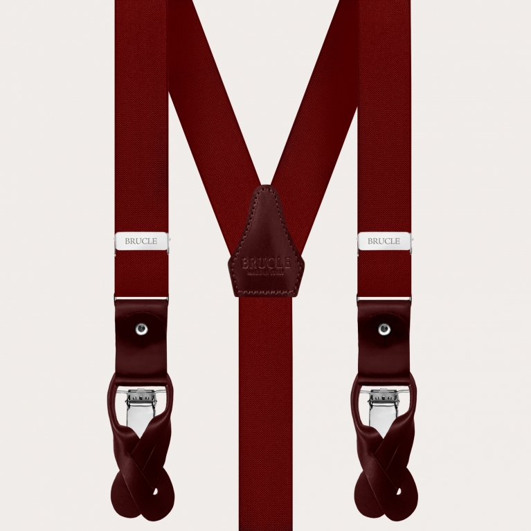 Narrow dual-use suspenders, burgundy