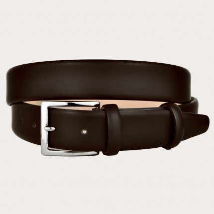 Classic leather dress belt, dark brown