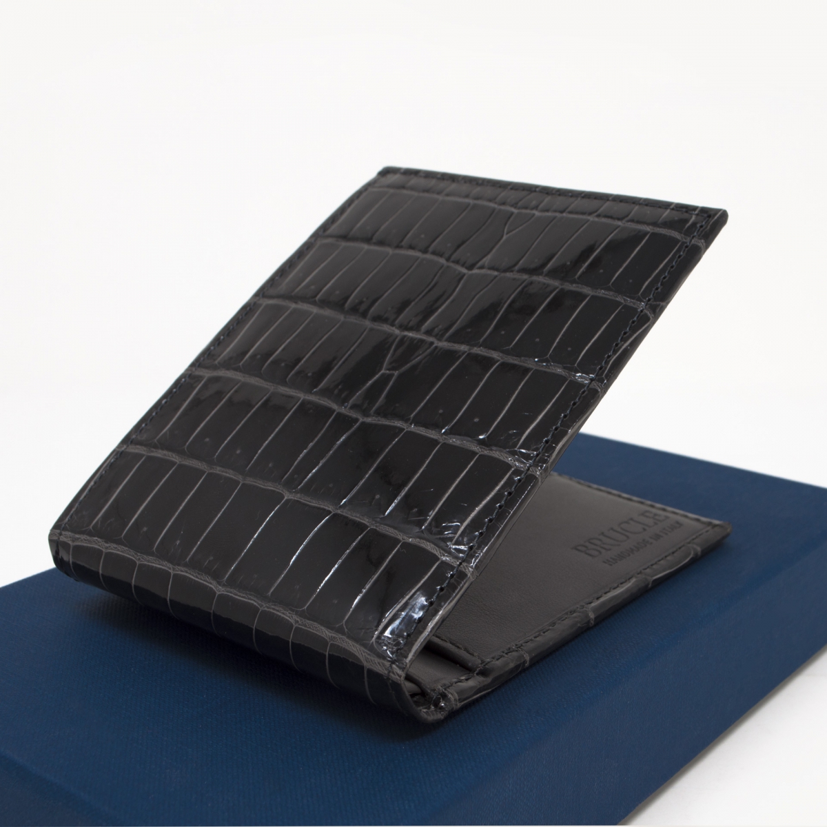 Cartera de hombre en cola de cocodrilo, gris antracita