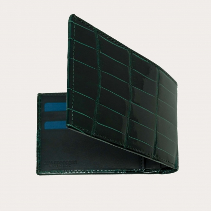 Men’s petrol green crocodile wallet with coin pocket