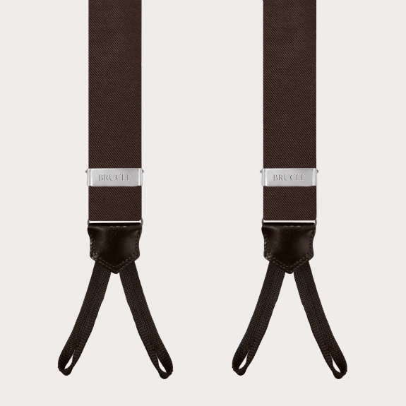 Hosenträger zum knöpfen, braun seide
