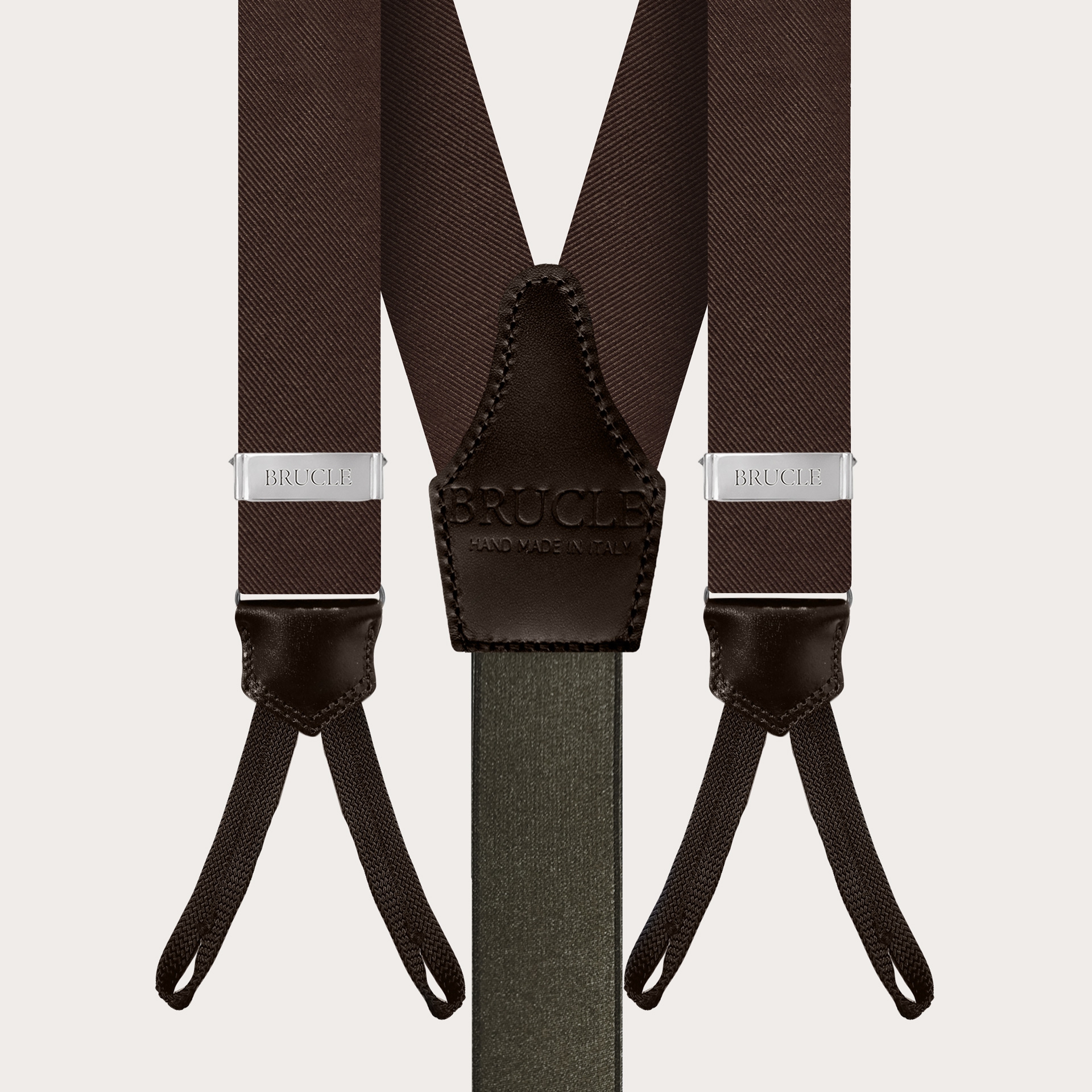 Bretelles larges à tresses pour boutons, marron