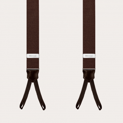 Bretelle marroni strette in seta con asole