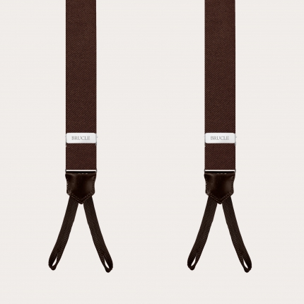 Formal Y-shape suspenders with braid runners, dark brown