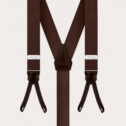 Formal Y-shape suspenders with braid runners, dark brown