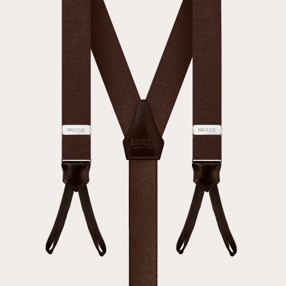 Formal Y-shape suspenders with braid runners, dark brown