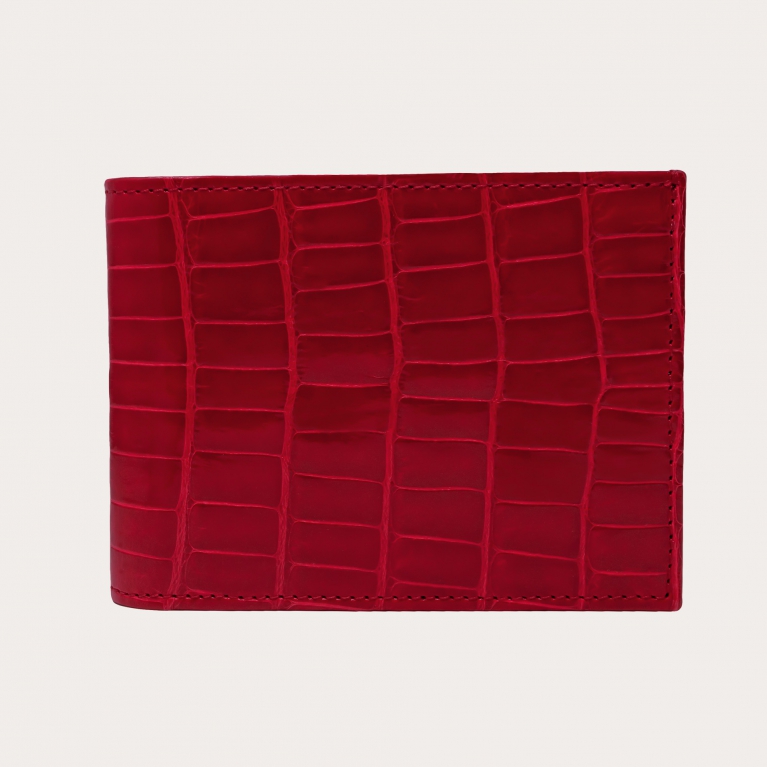 Elegant alligator wallet with coin purse, red