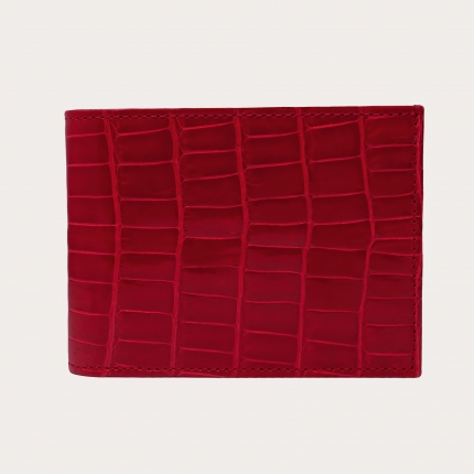 Elégant portefeuille en alligateur avec porte-monnaie, rouge