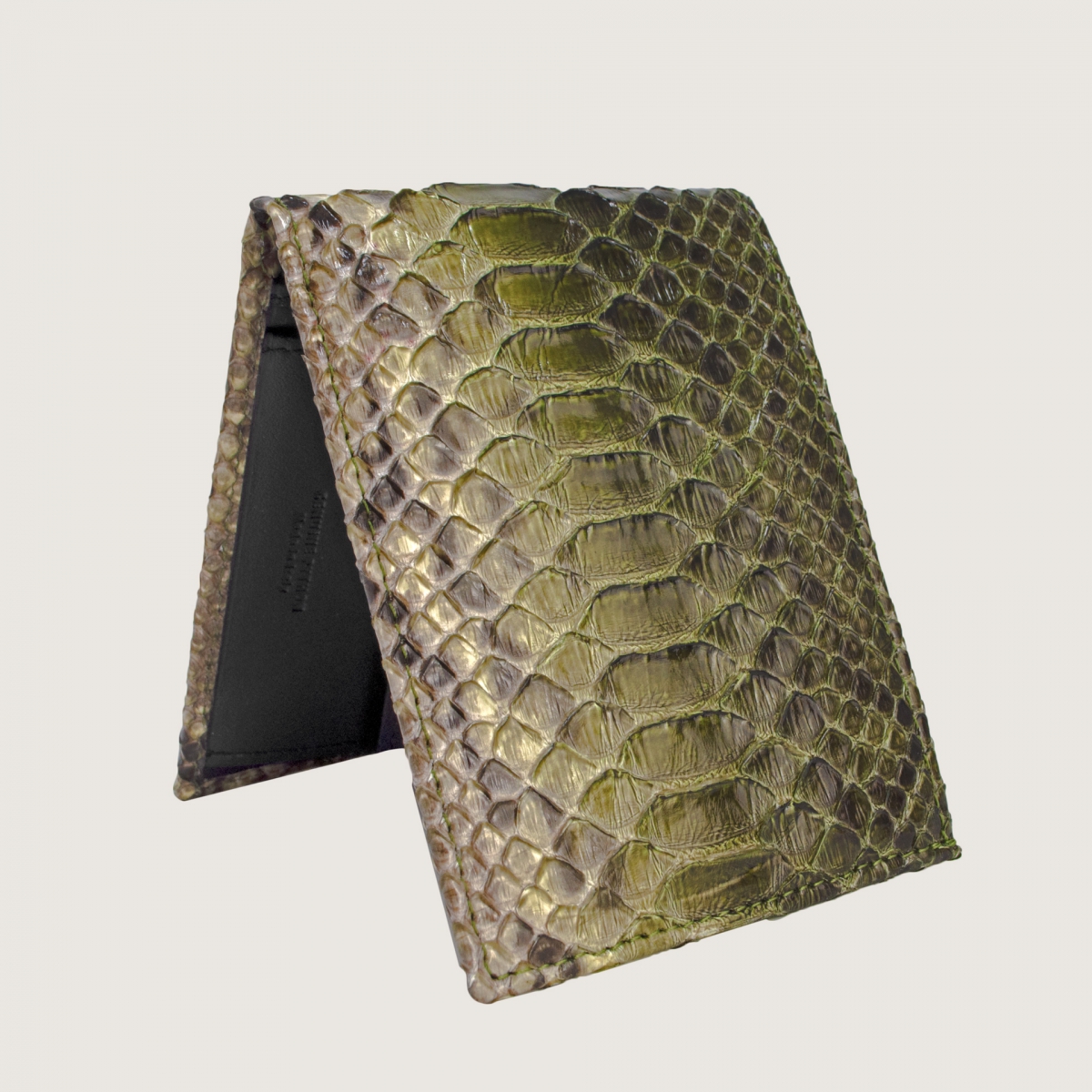 Exclusif portefeuille homme en python boue vert