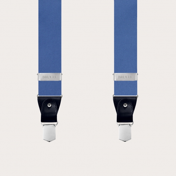 BRUCLE Men's suspenders in silk satin, light blue
