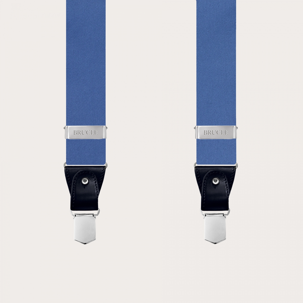 BRUCLE Bretelles homme en satin de soie, bleu clair