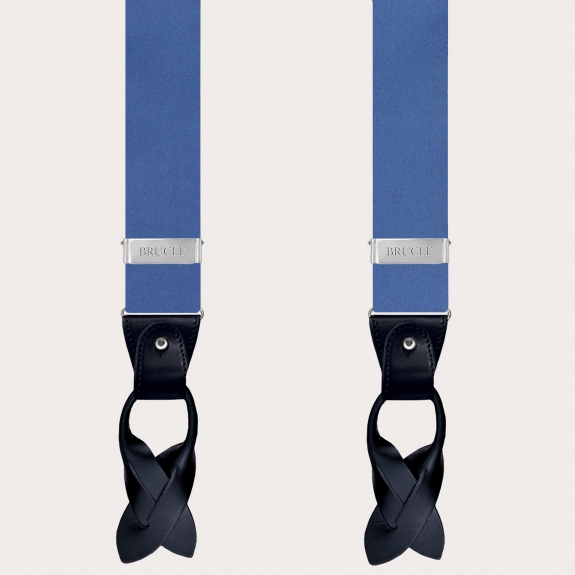 BRUCLE Bretelles homme en satin de soie, bleu clair