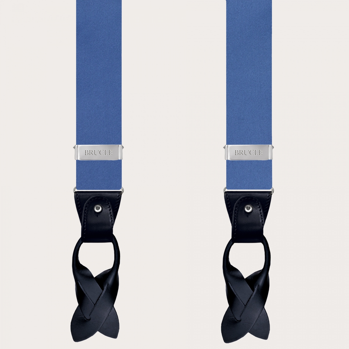 BRUCLE Bretelles homme en satin de soie, bleu clair