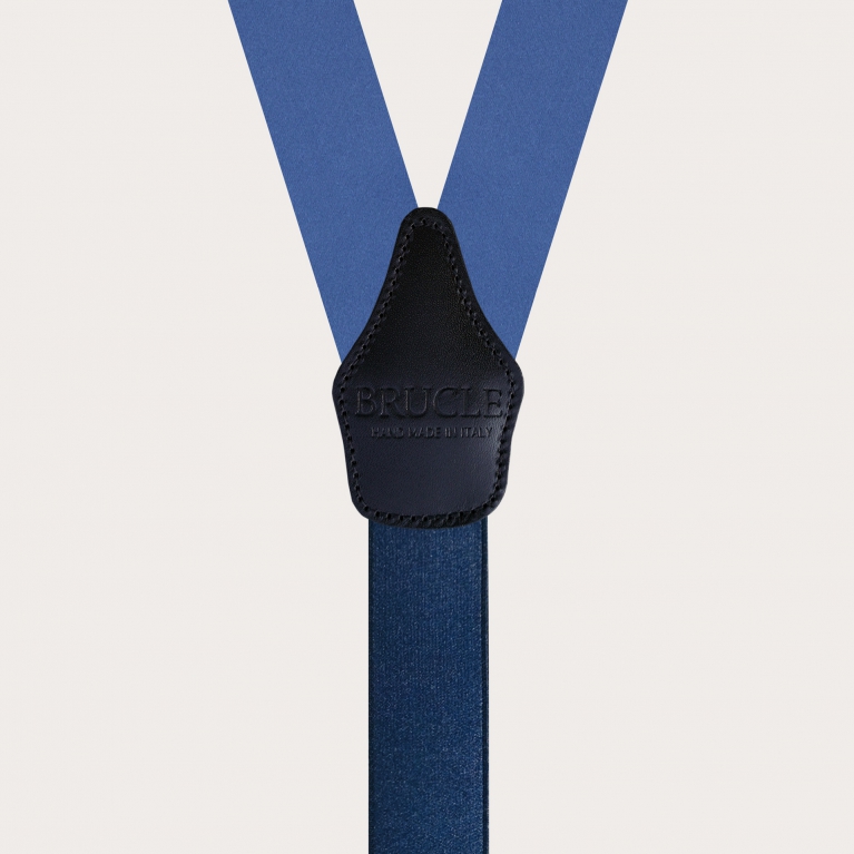Men's suspenders in silk satin, light blue