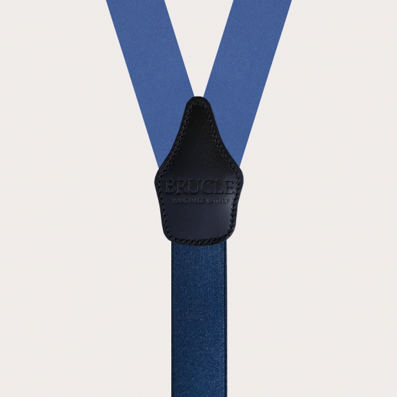 BRUCLE Bretelles homme en satin de soie, bleu clair