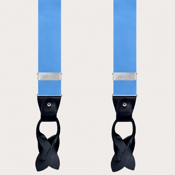 BRUCLE Refined suspenders in light blue silk