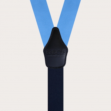 Refined suspenders in light blue silk
